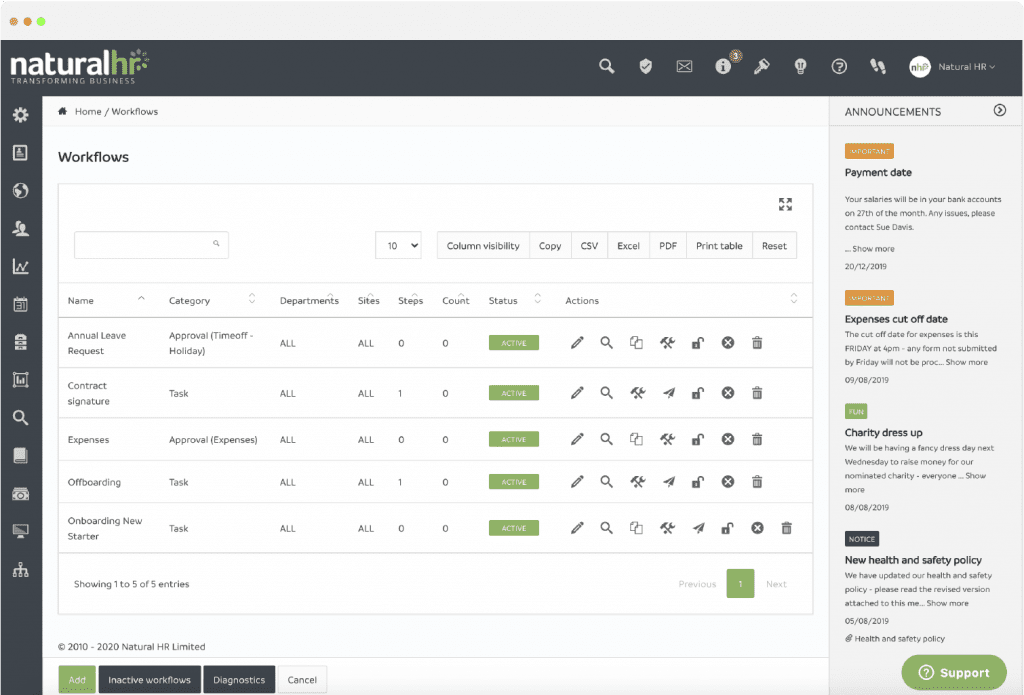 Natural HR software suite features and functionality